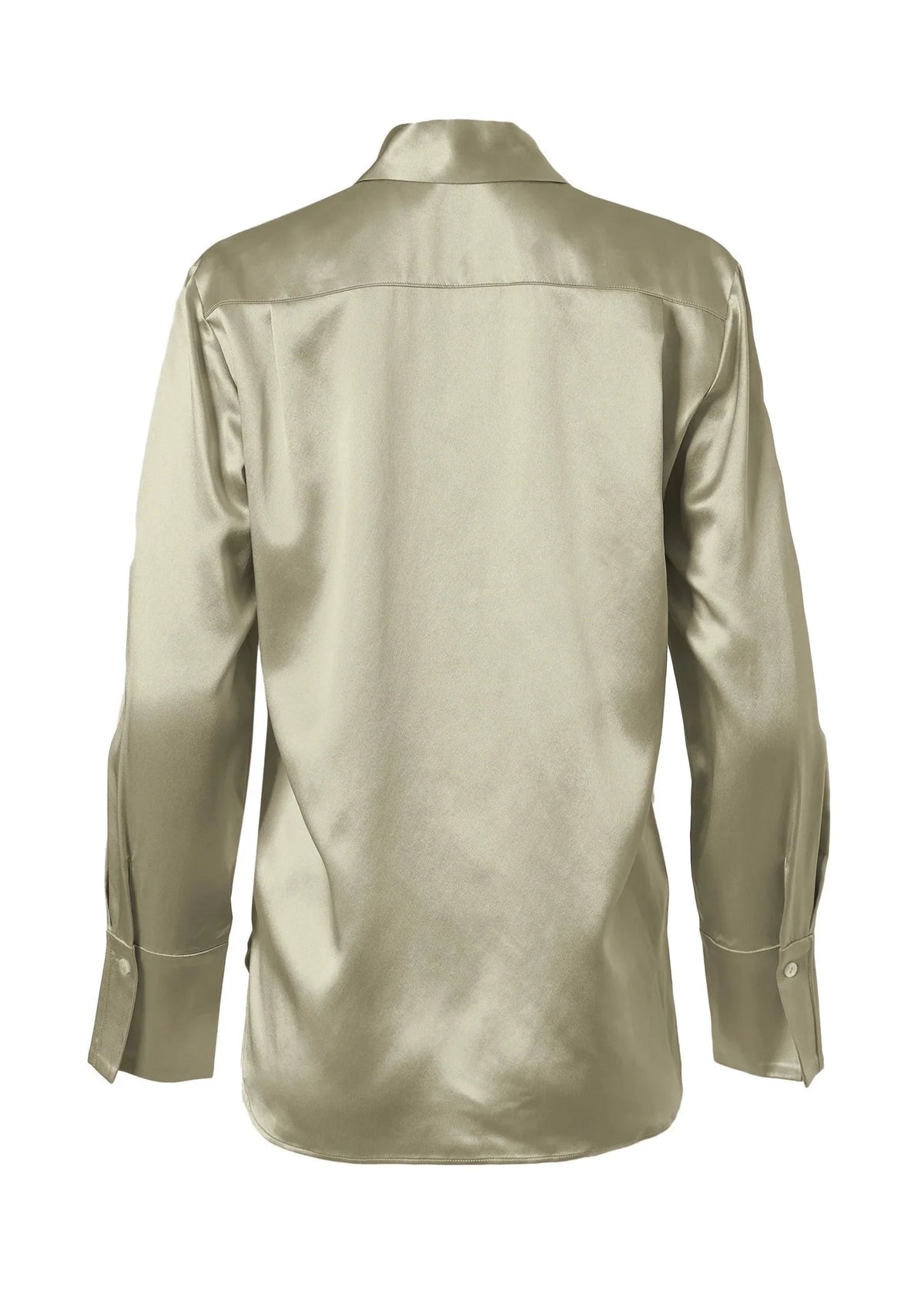 Sateen Fitted Silk Button Down Blouse