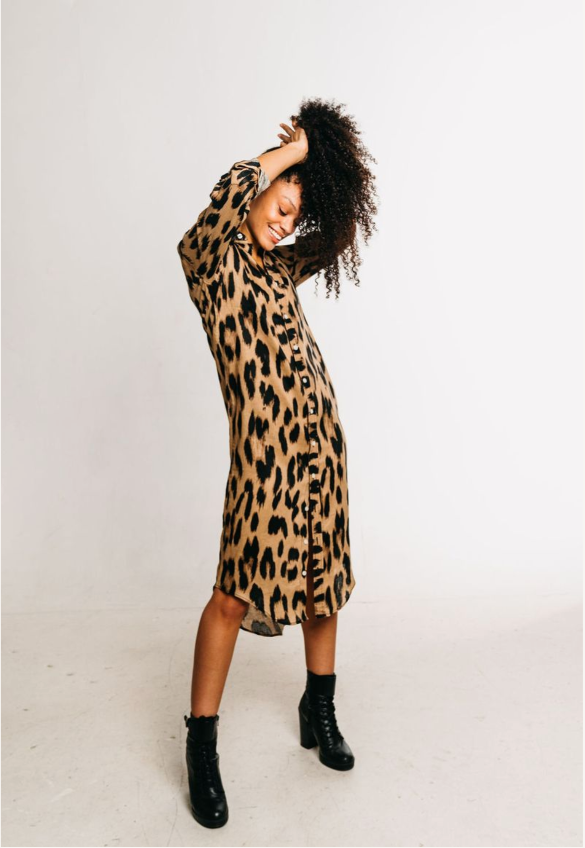 Cheetah Linen Midi Dress