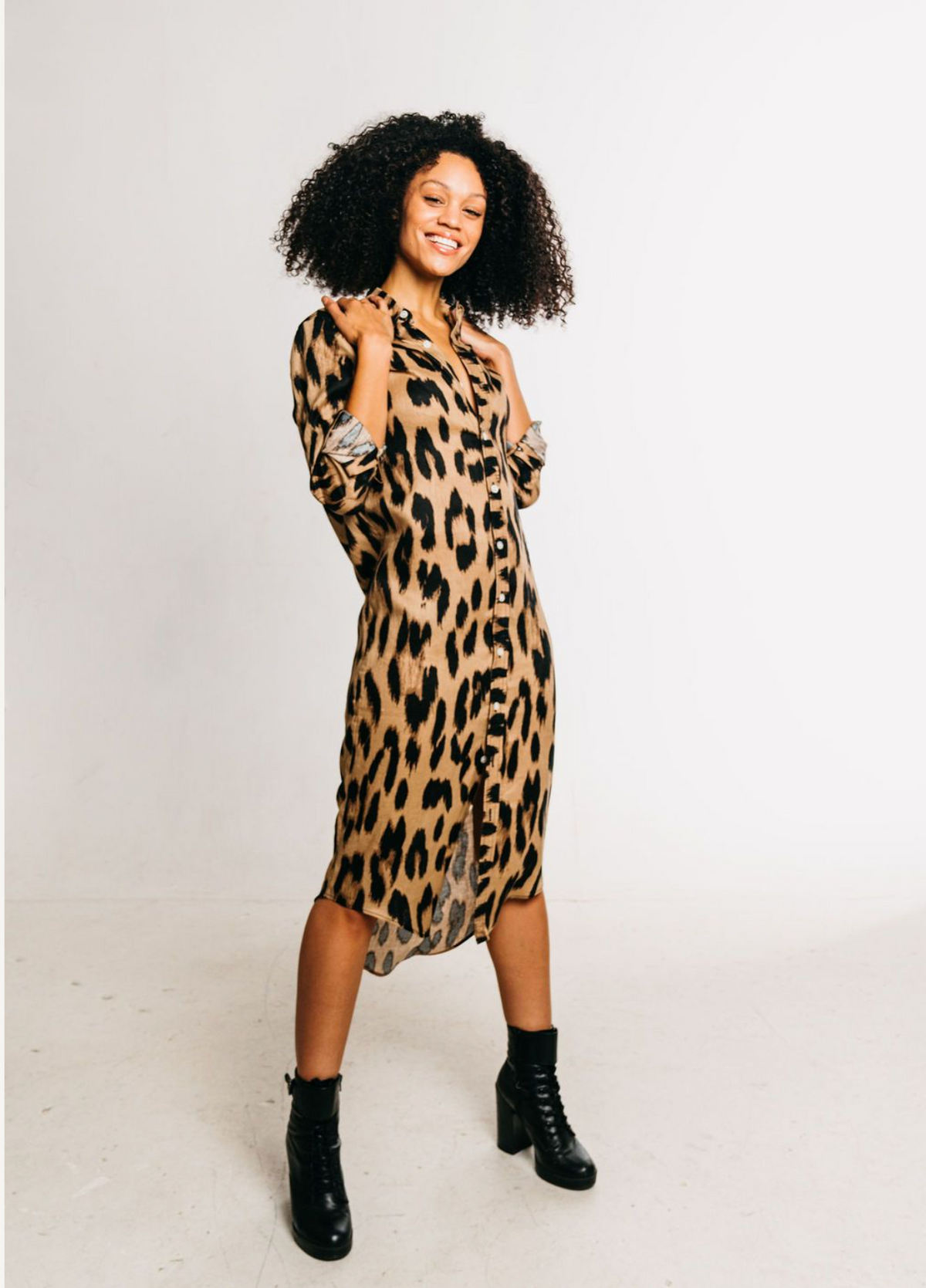 Cheetah Linen Midi Dress
