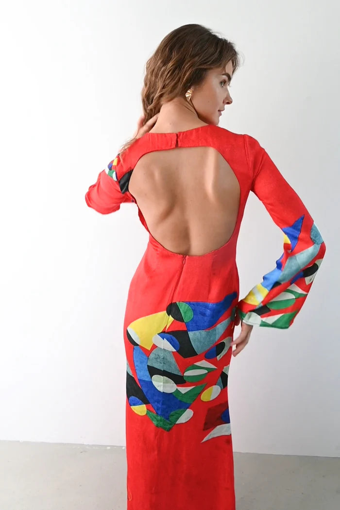 Nova Red Abstract Dress