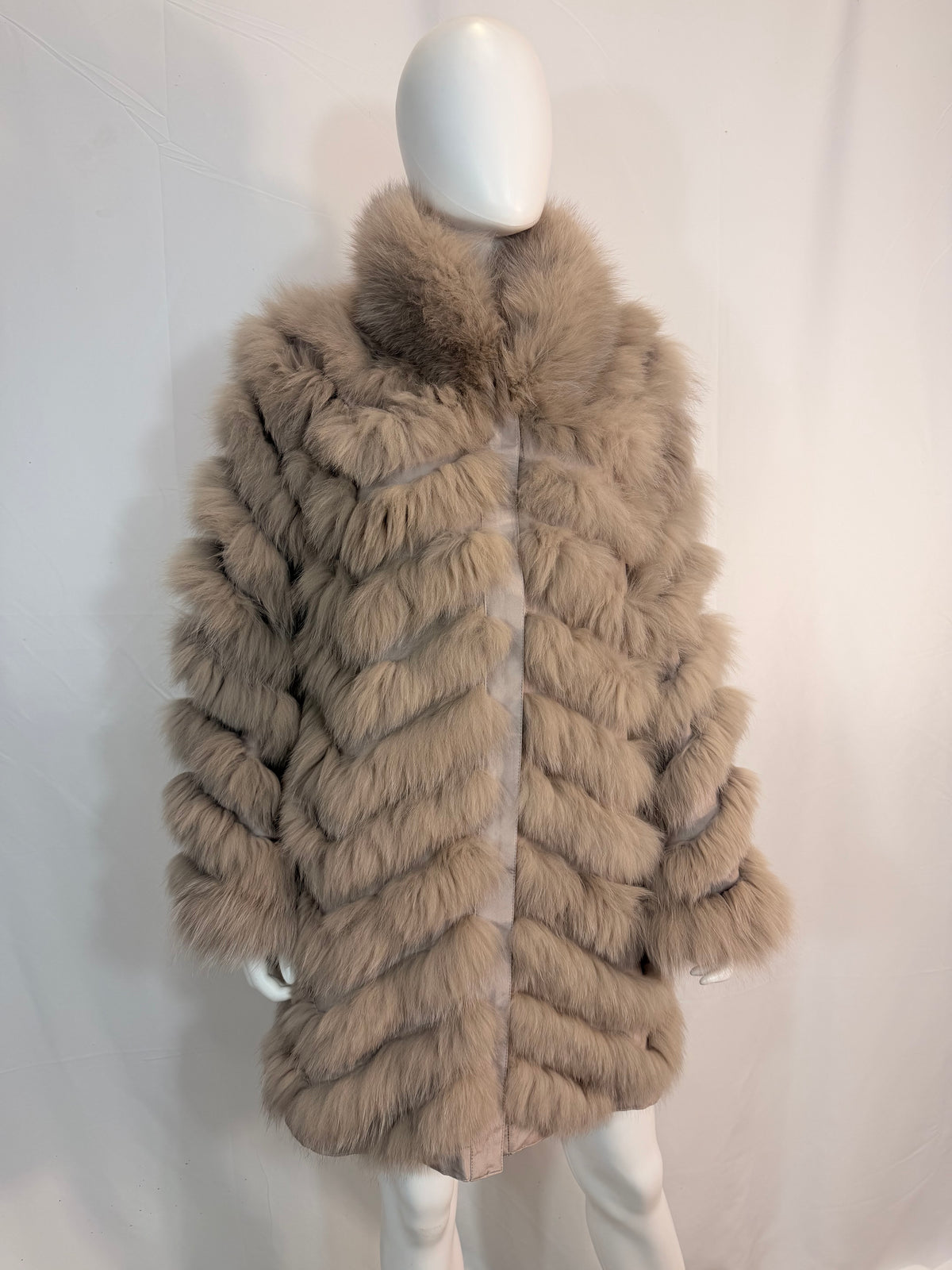 Silk Reversible Long Fur Coat