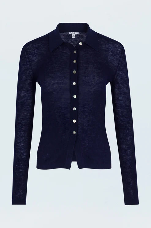 Korey Fitted Rib Cardigan - Navy