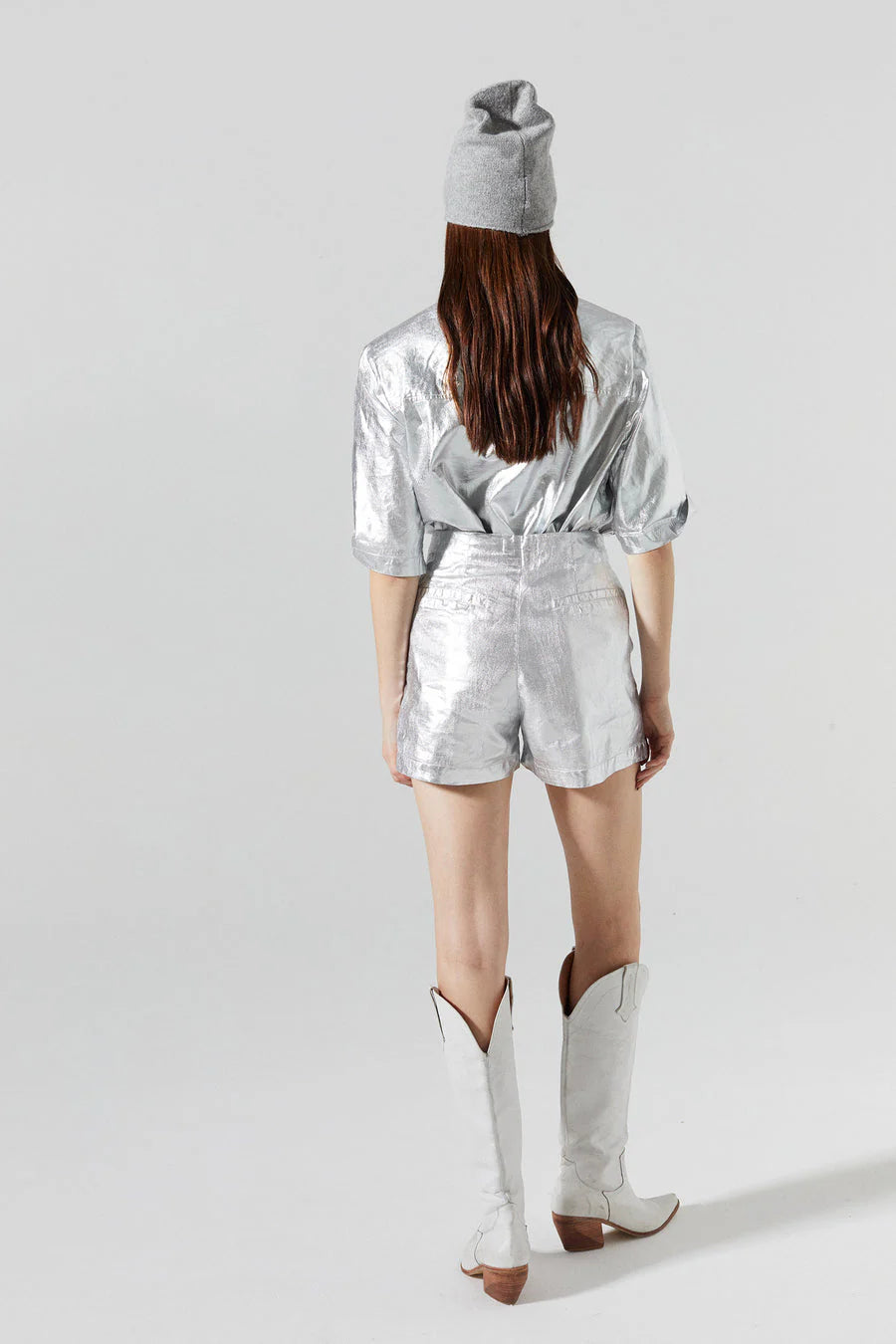 Frida Metallic Linen Shorts