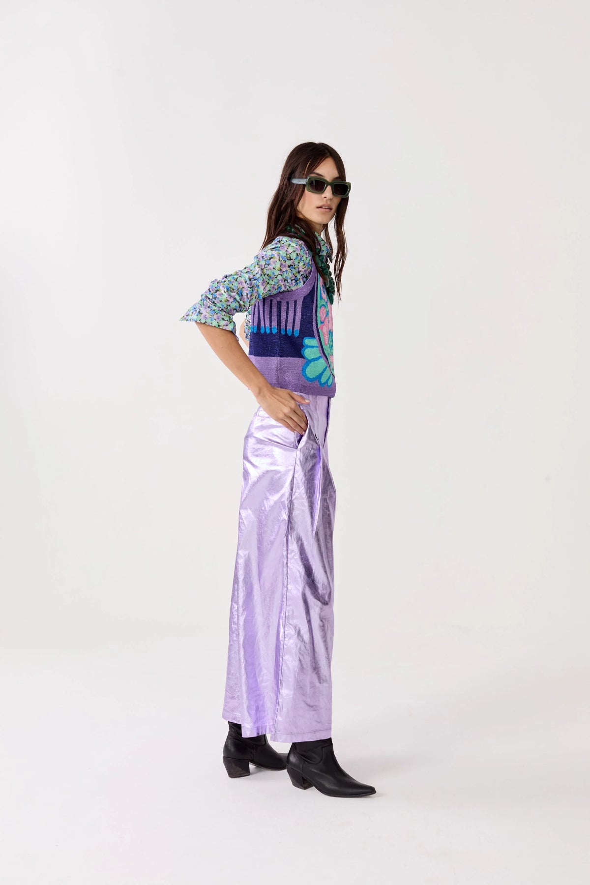 Culotte Metallic Linen Pants