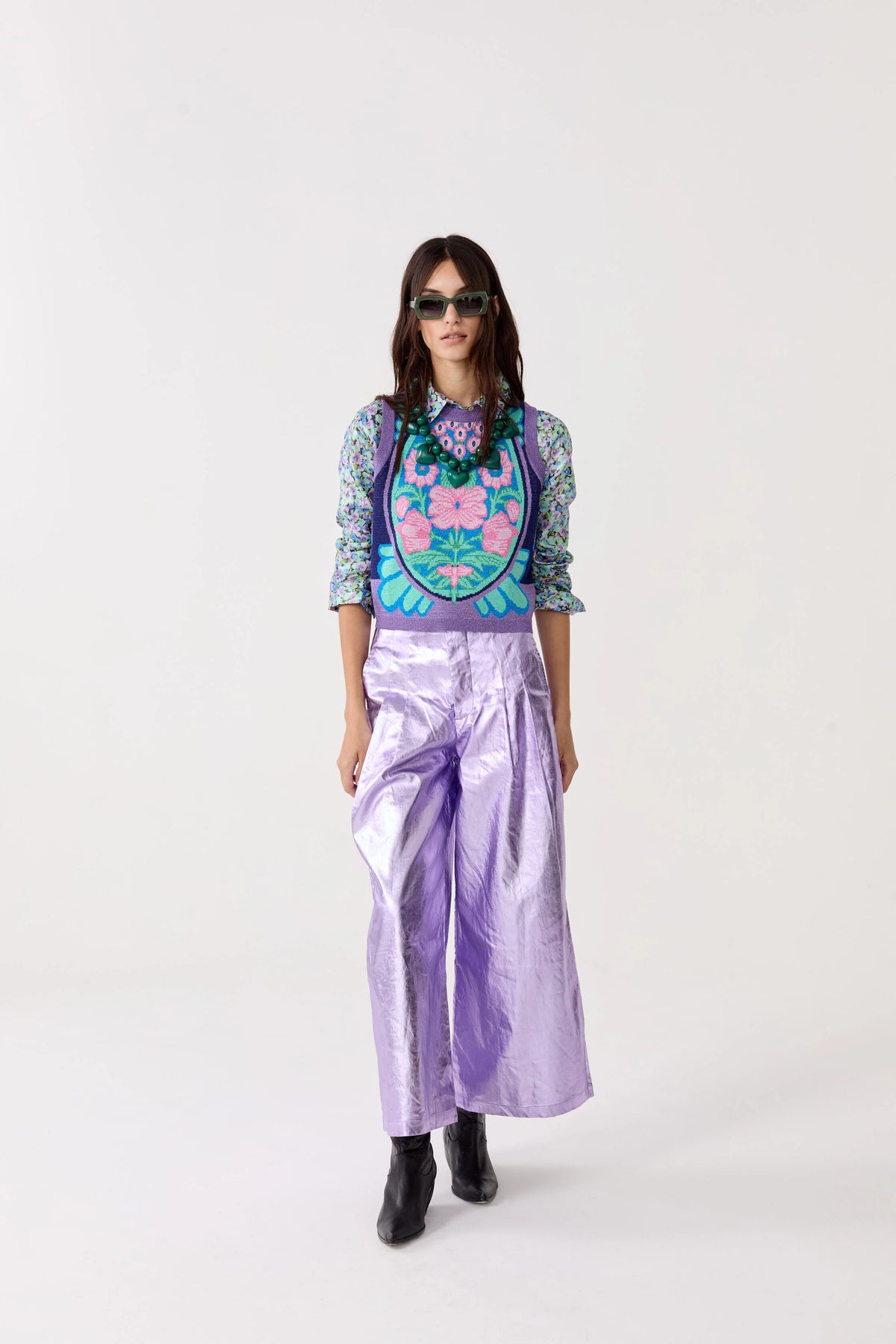 Culotte Metallic Linen Pants