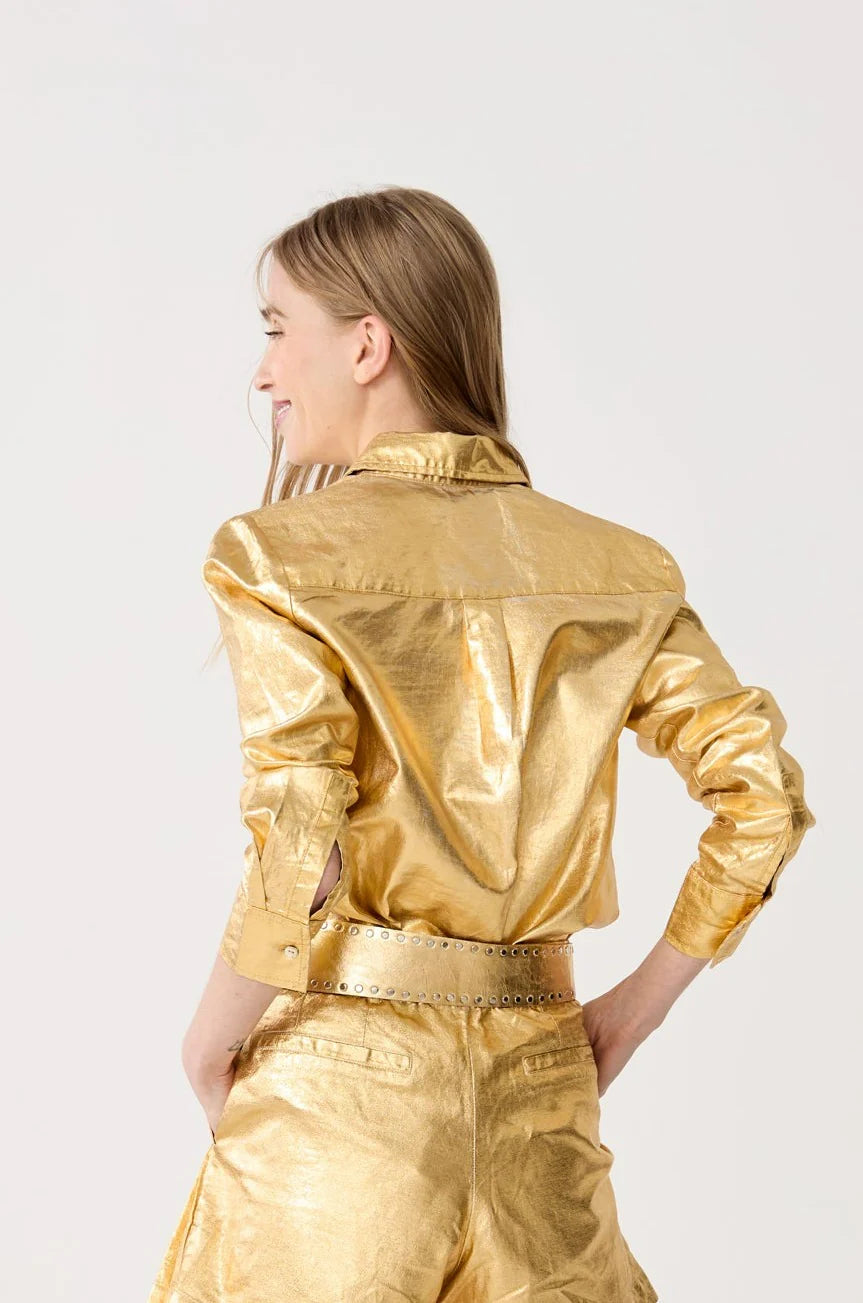 Frida Metallic Linen Shorts