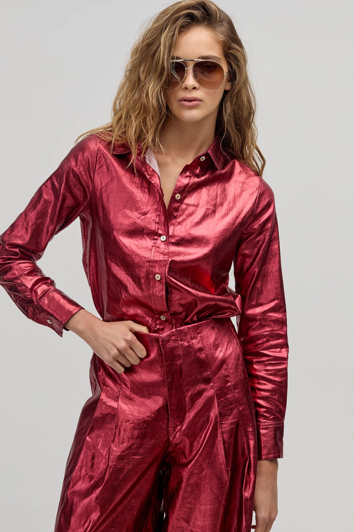 San Marino Metallic Linen Shirt