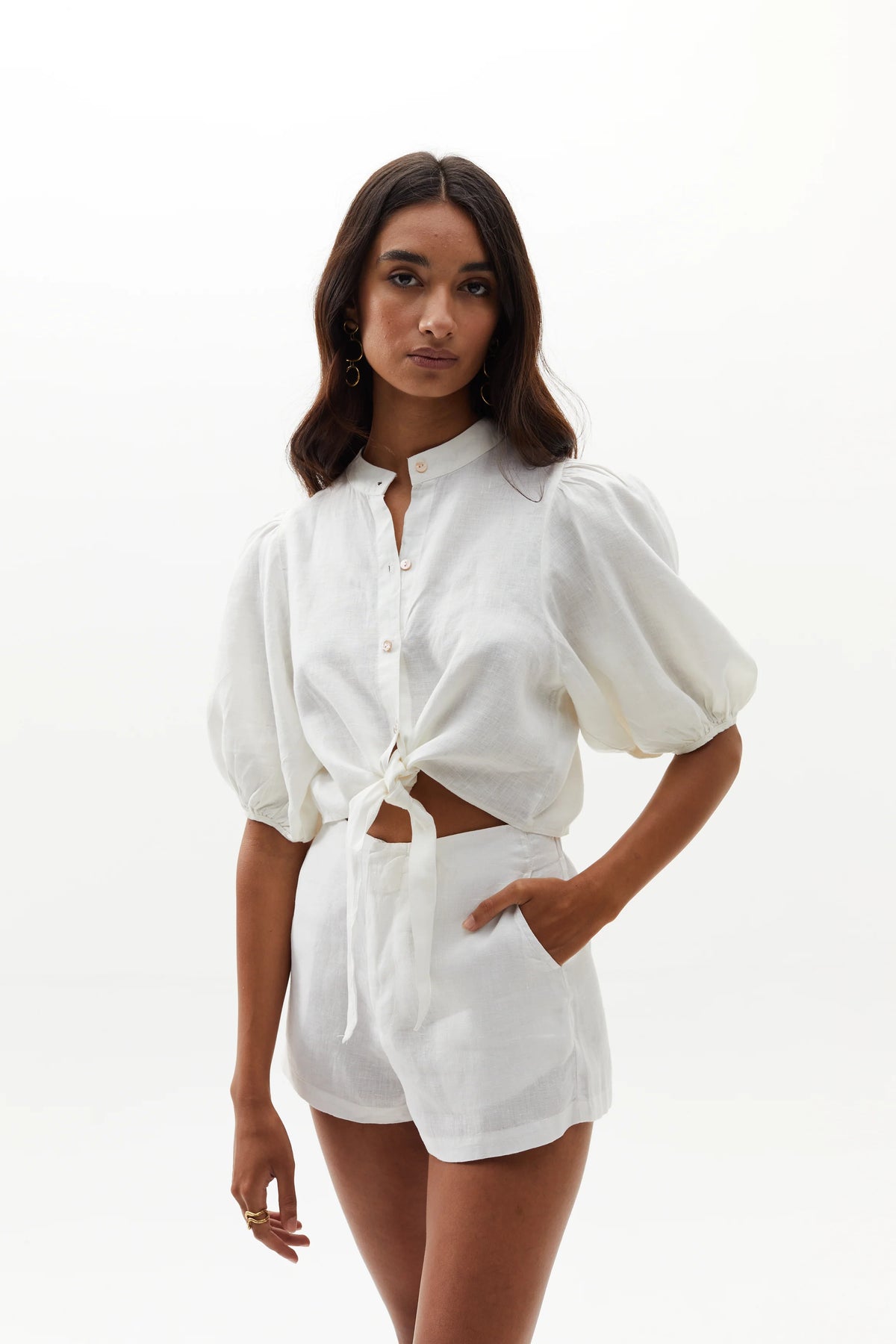 Bubble Linen Crop Top