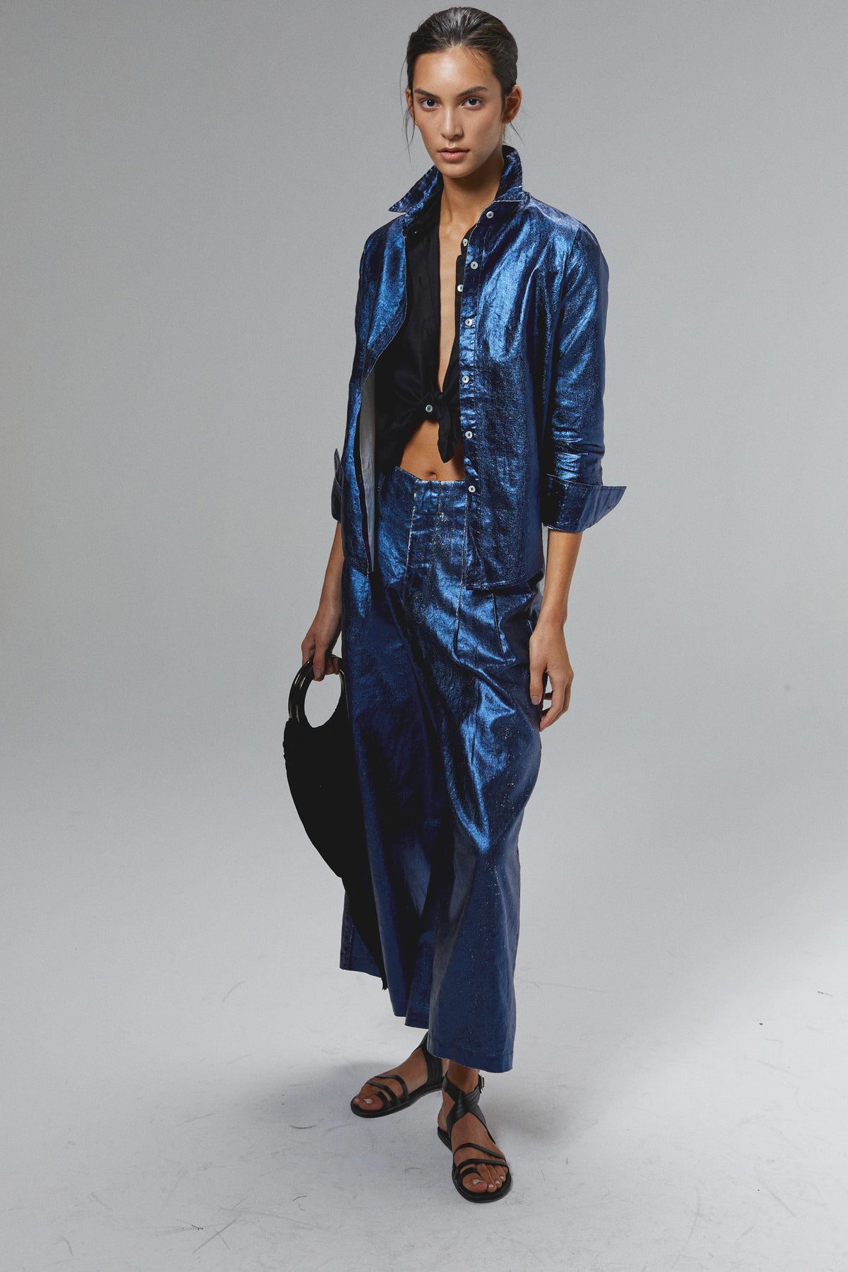 Culotte Metallic Linen Pants