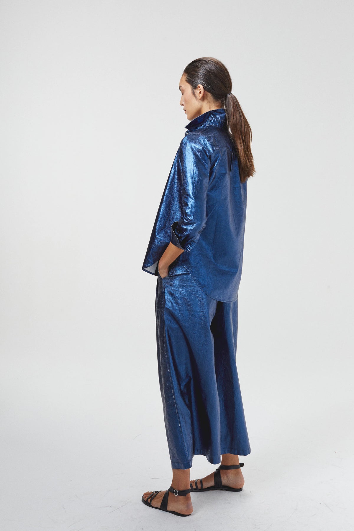 Culotte Metallic Linen Pants