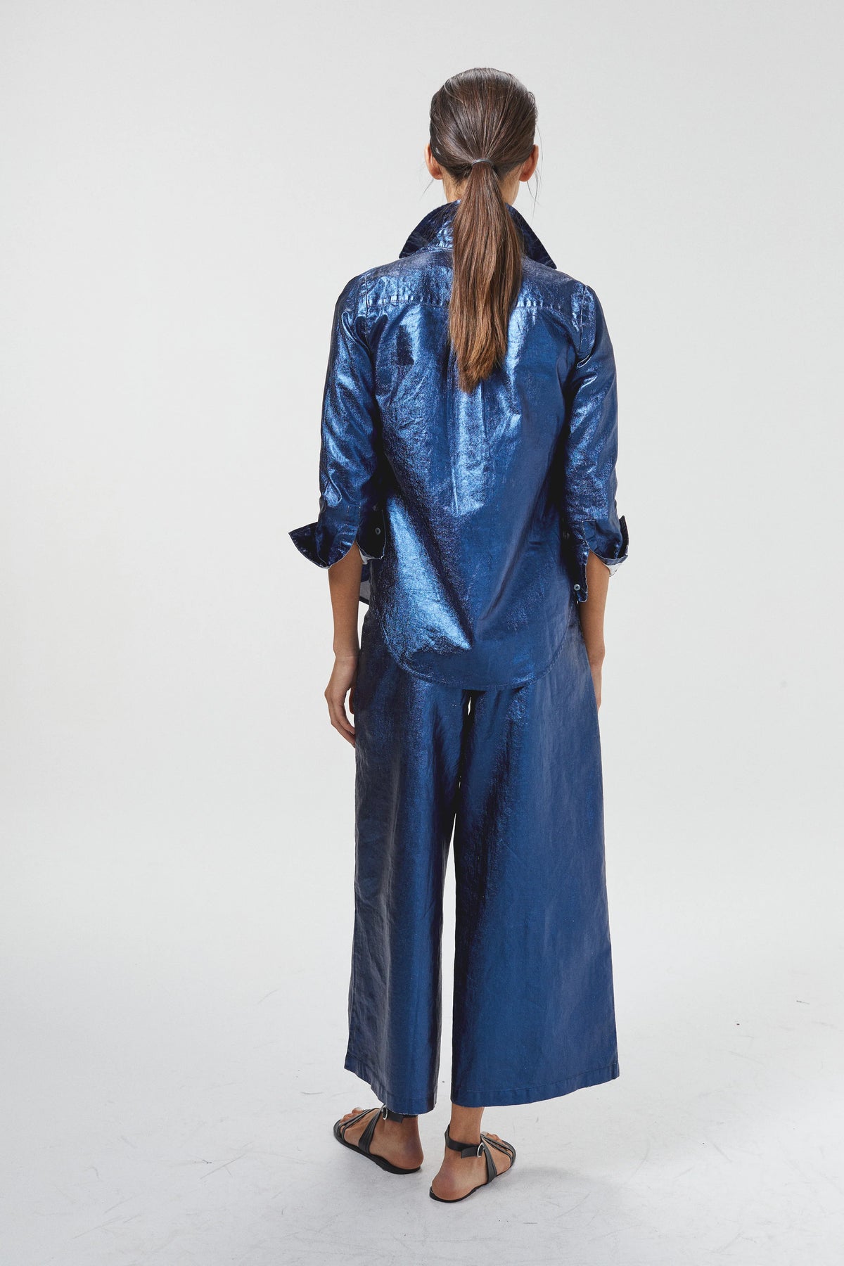 Culotte Metallic Linen Pants