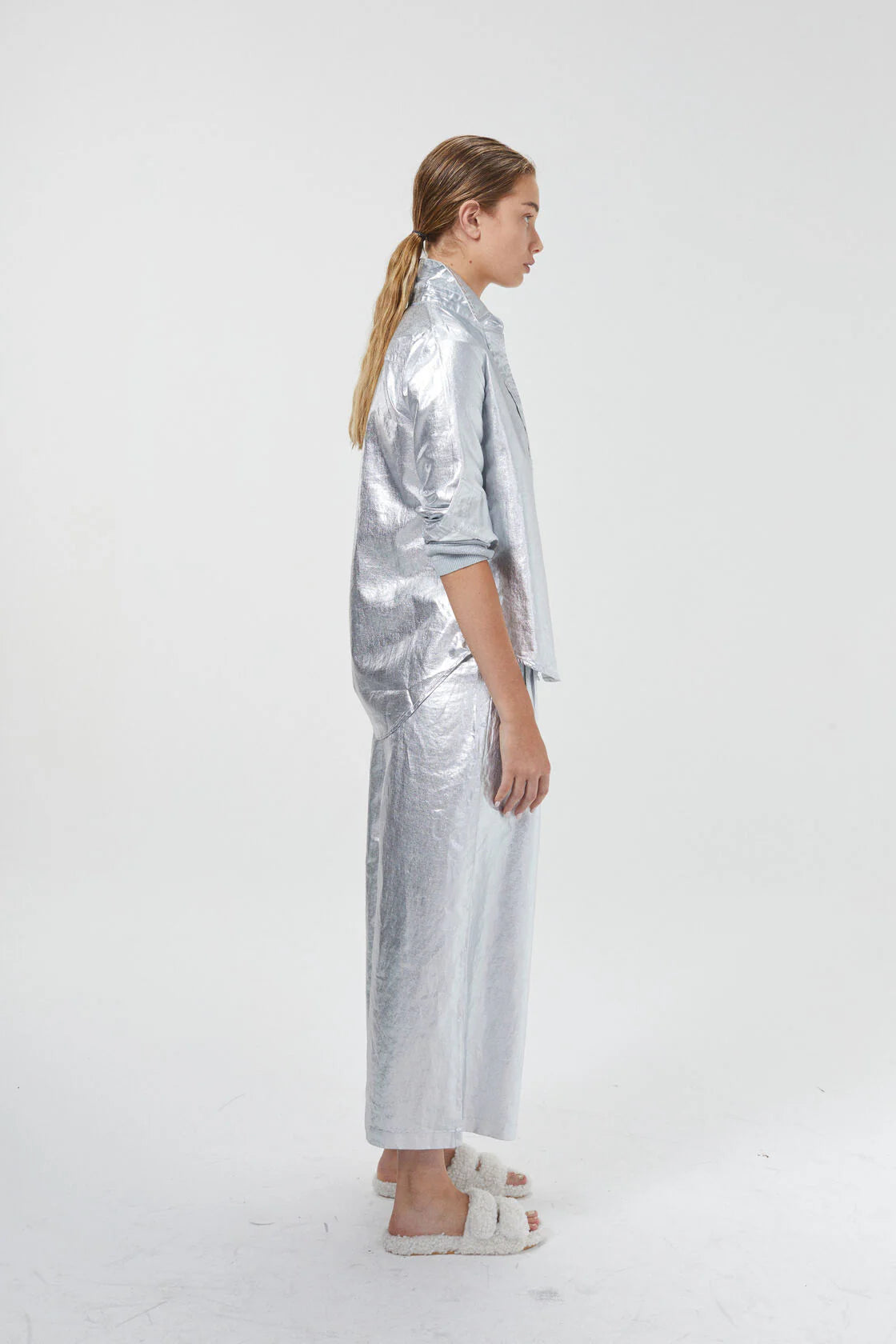 Culotte Metallic Linen Pants