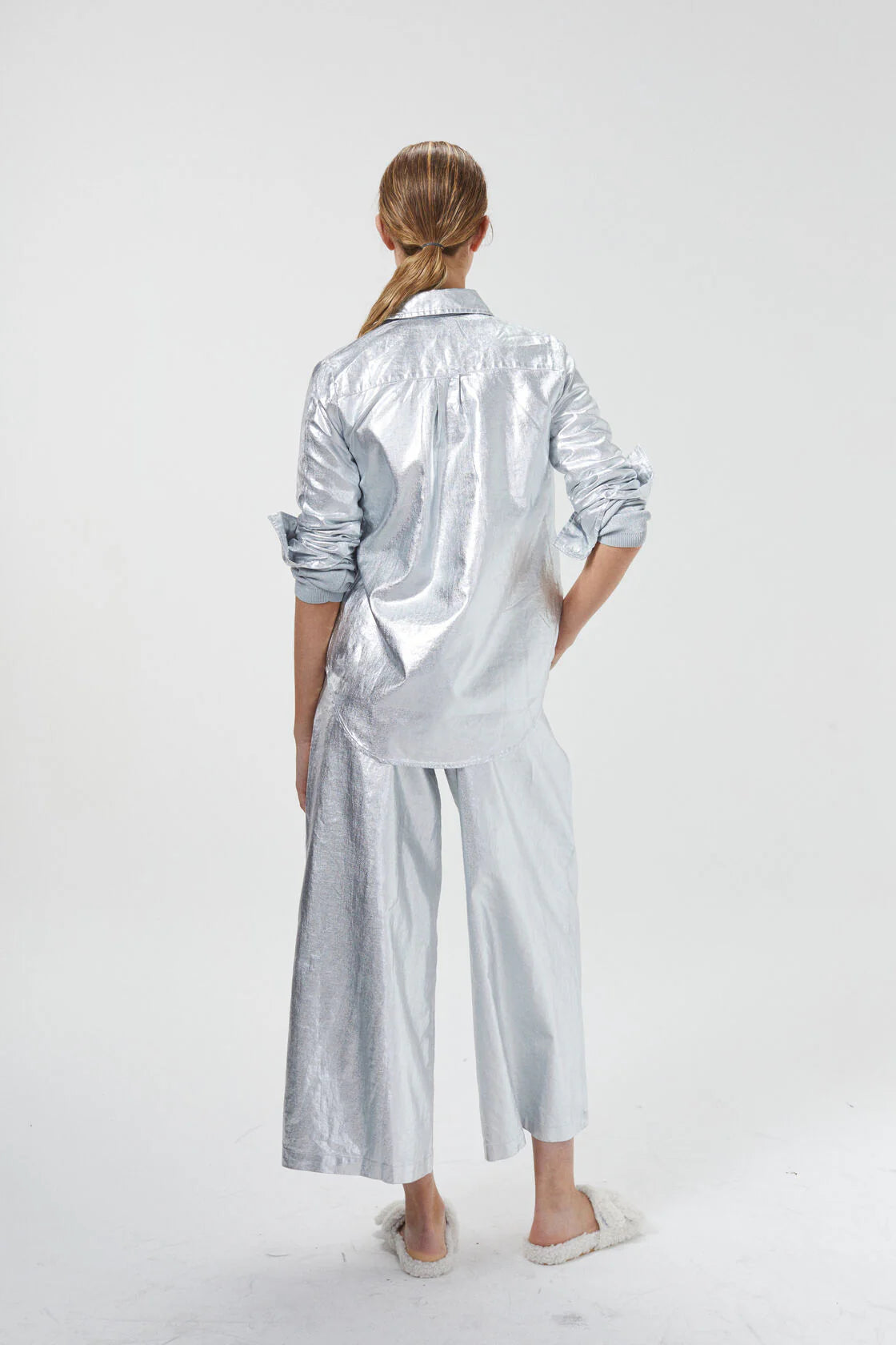 Culotte Metallic Linen Pants