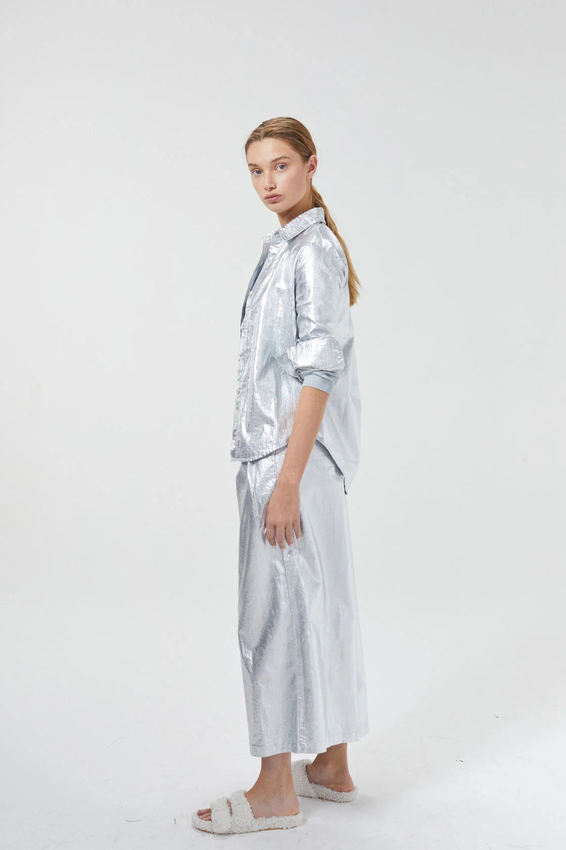 Culotte Metallic Linen Pants