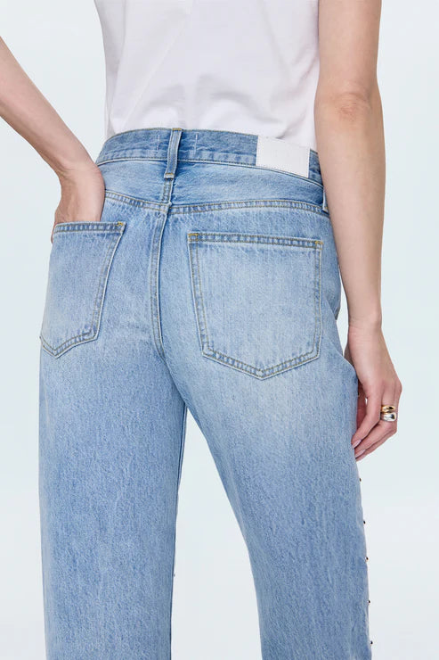 Lexi Mid Rise Bowed Straight Jean