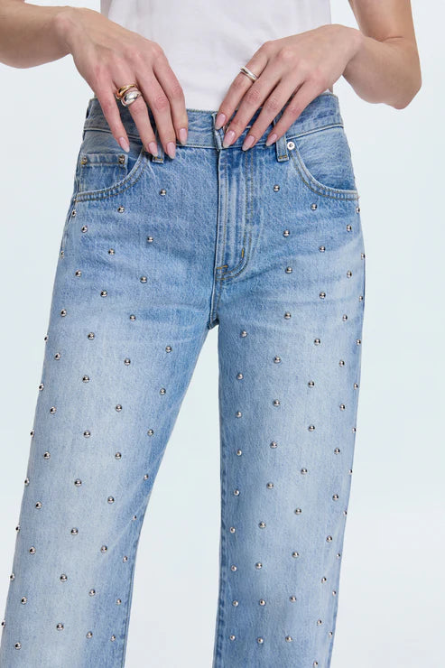 Lexi Mid Rise Bowed Straight Jean