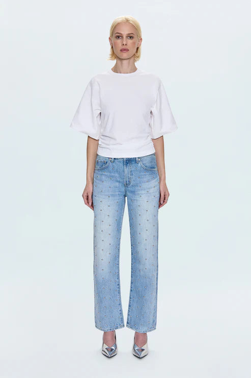 Lexi Mid Rise Bowed Straight Jean