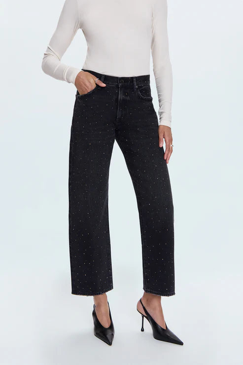 Lexi Mid Rise Bowed Straight Jean