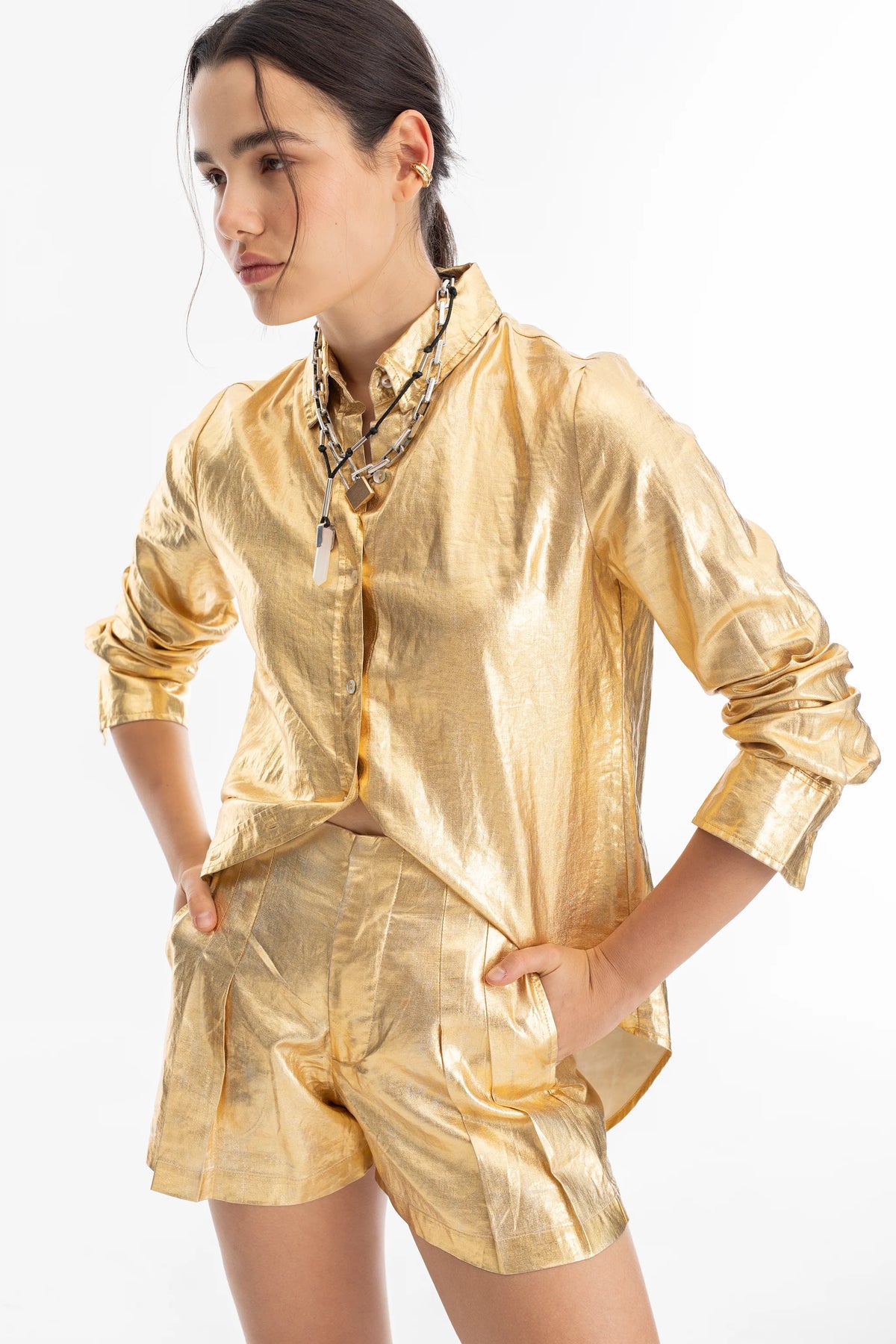 San Marino Metallic Linen Shirt