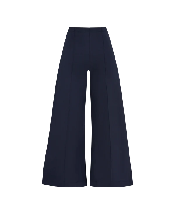 Cropped Ponte Knit Wide Leg Pant