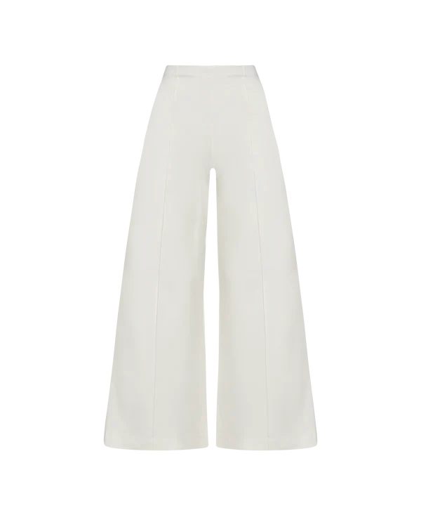 Cropped Ponte Knit Wide Leg Pant
