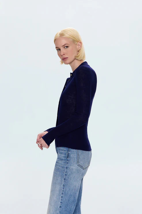 Korey Fitted Rib Cardigan - Navy
