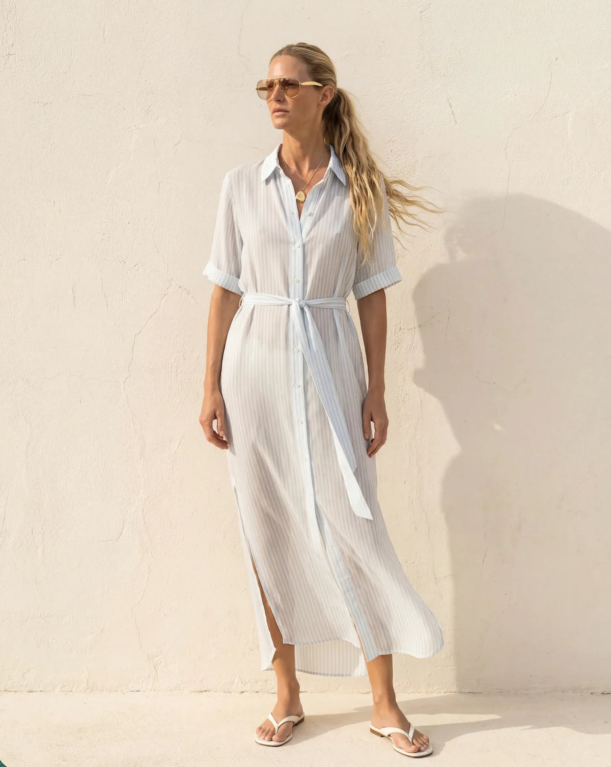 Chiffon Stripe Shirt Dress Chiffon Stripe Shirt Dress