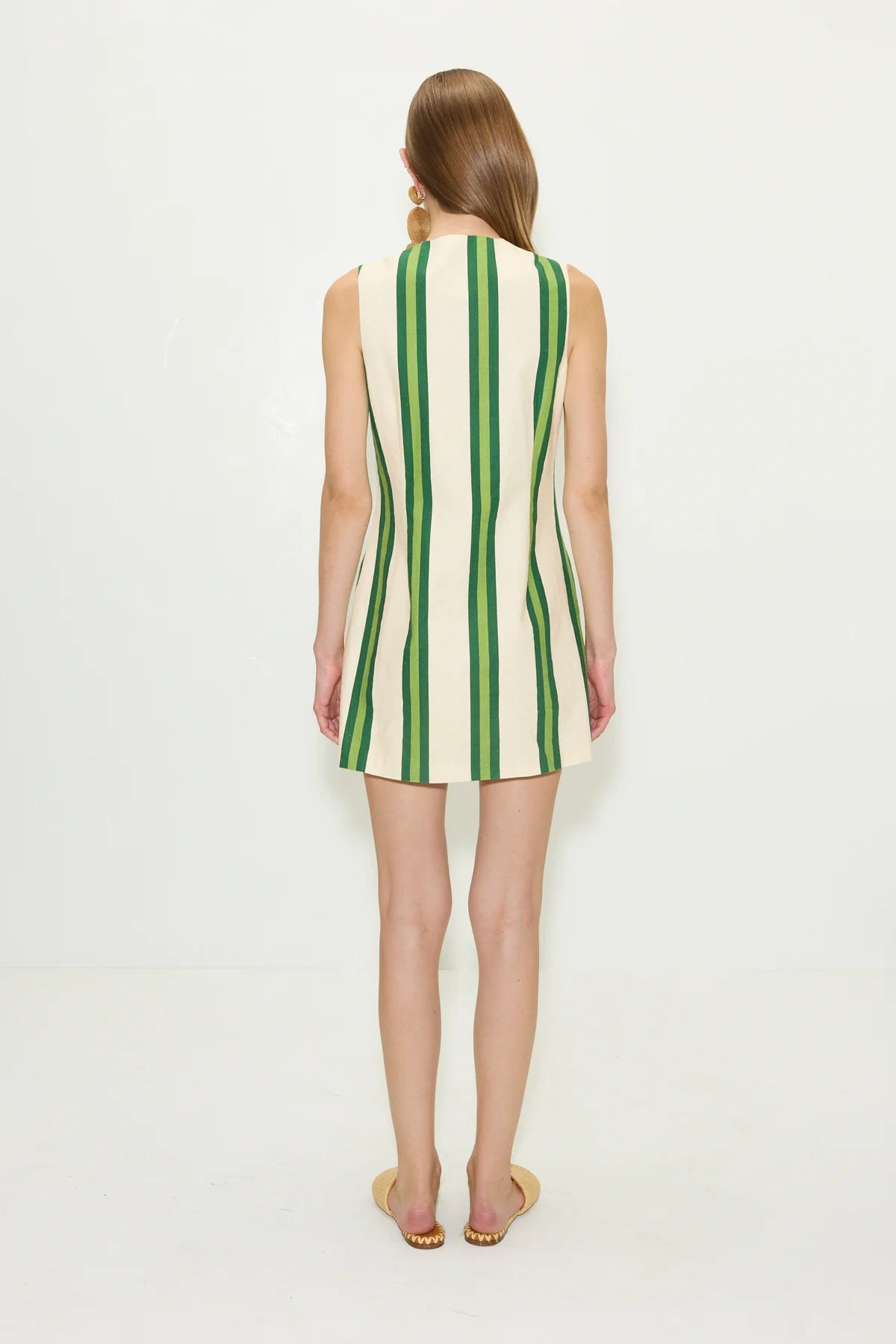 Carob printed linen mini dress
