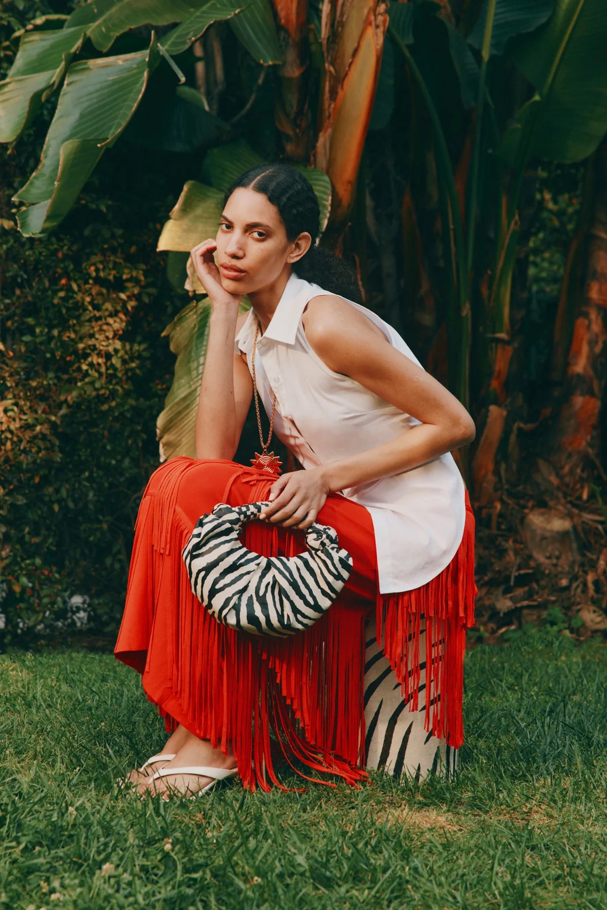 Za Za knit fringe skirt