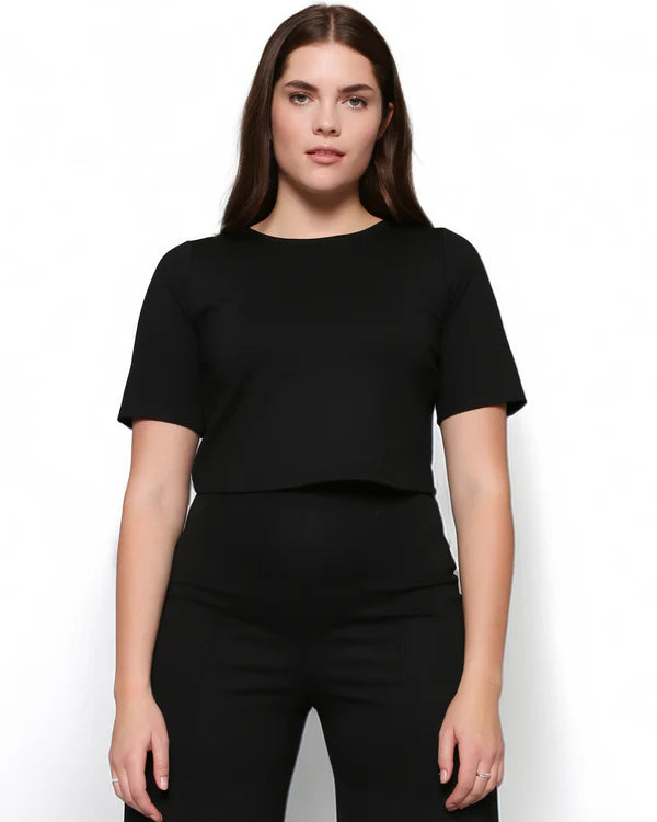 Ponte Knit Short Sleeve Top