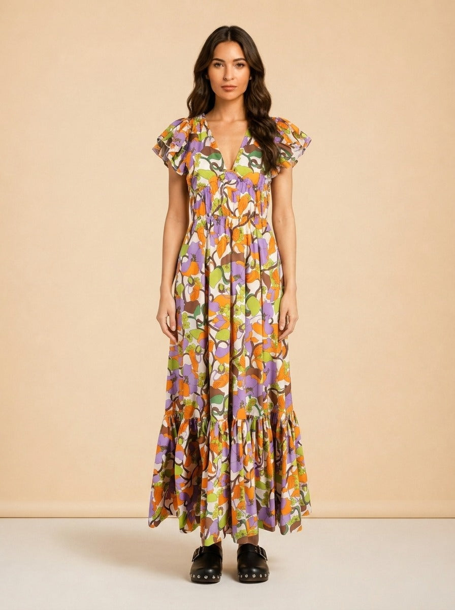 Floral-Print Midi Dress by La DoubleJ in Abstract Floral