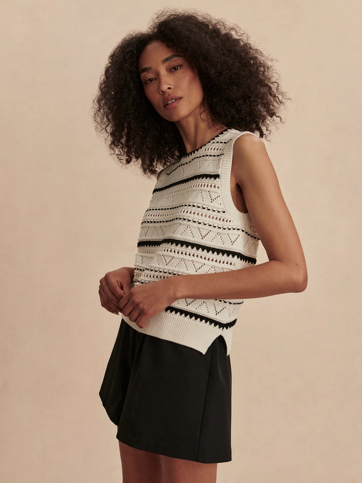 Athena pointelle knit vest
