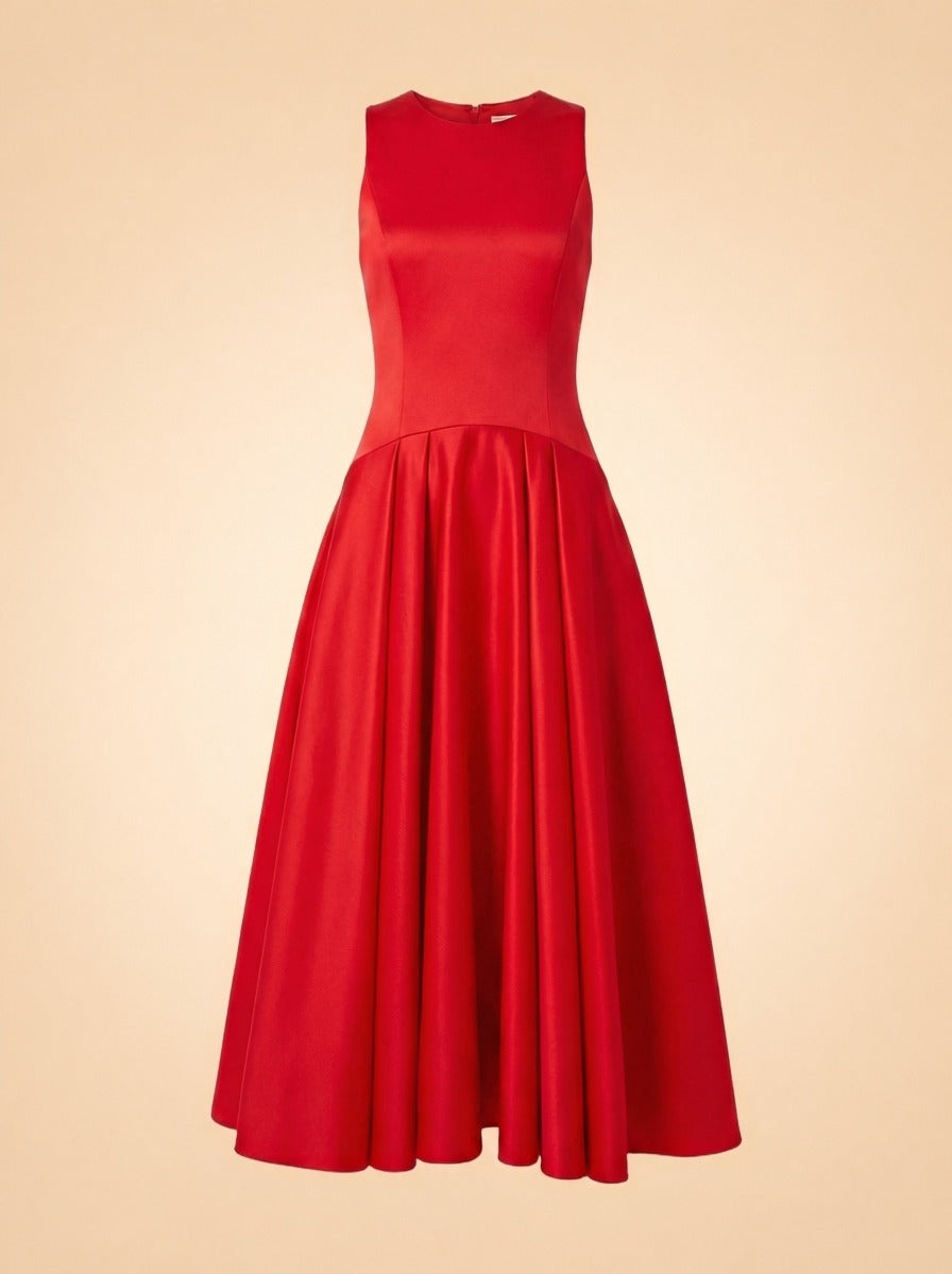 Adley Drop-Waist Midi Dress by Alice + Olivia in Red