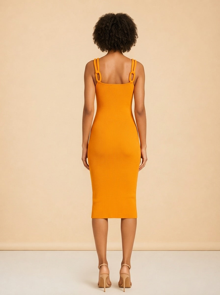 Alina Cord Strap Body-Con Dress by Alice + Olivia in Marigold
