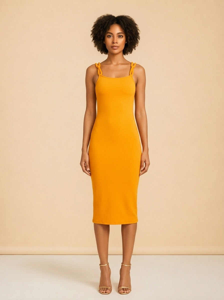Alina Cord Strap Body-Con Dress by Alice + Olivia in Marigold