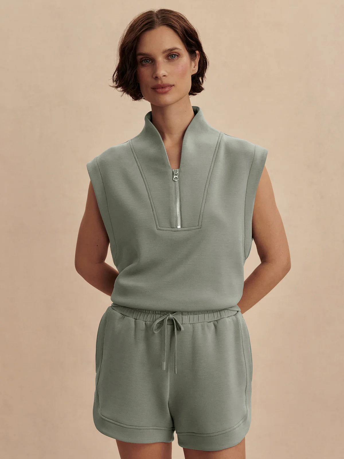 Loretta Half-Zip Sleeveless Sweat