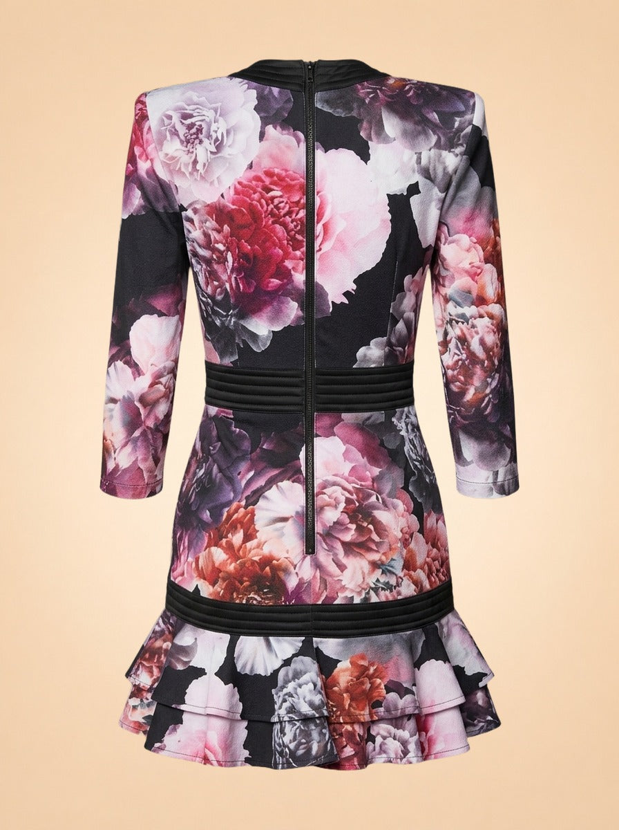 Black Peony Floral Plunge Dress by Zhivago in Black peony floral