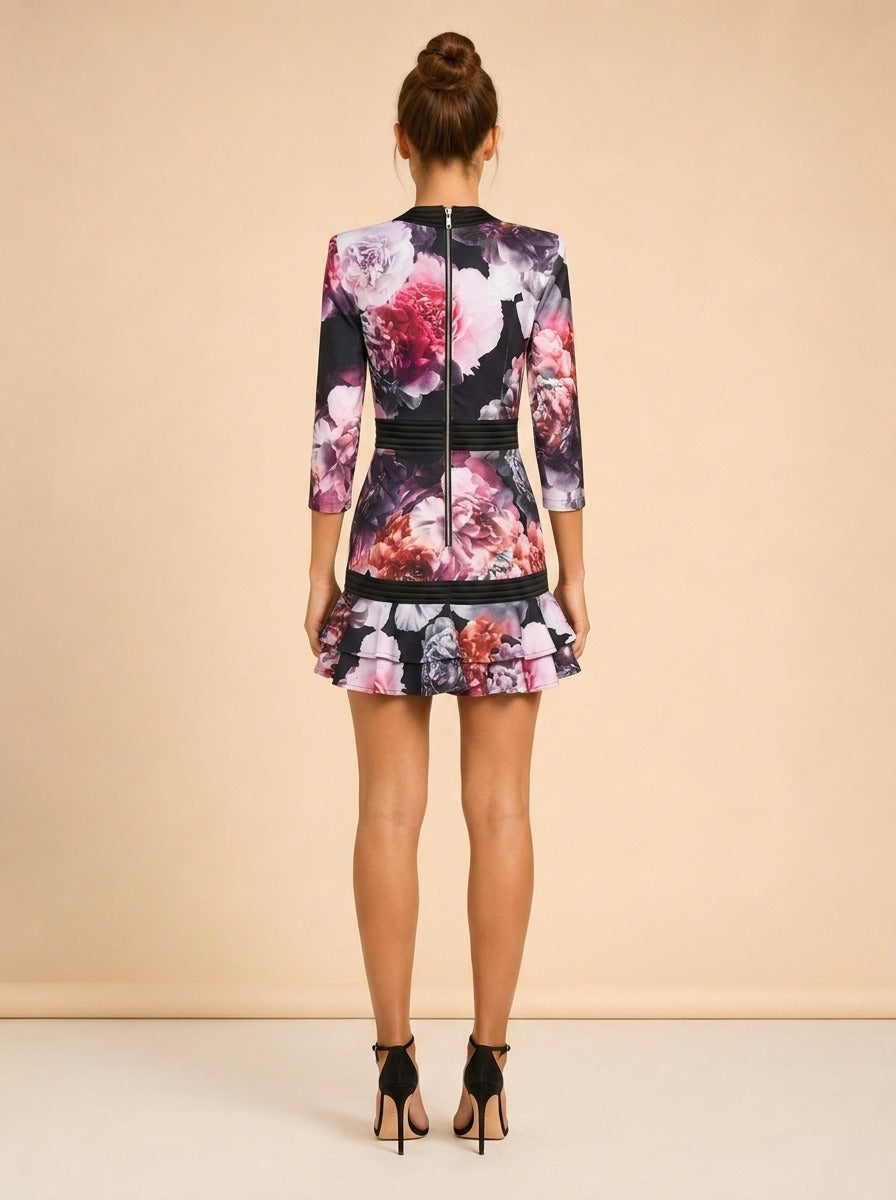 Black Peony Floral Plunge Dress by Zhivago in Black peony floral