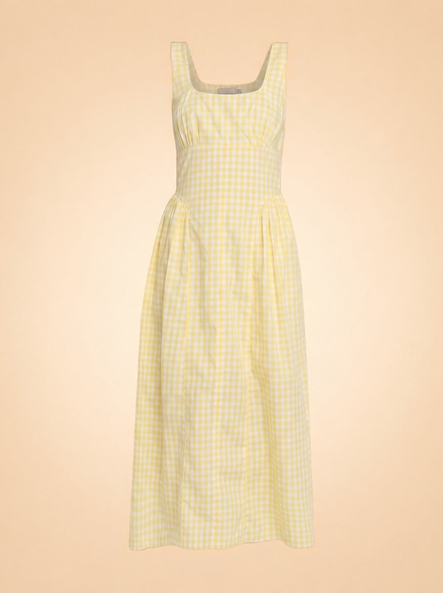 Cadence Midi Dress by Tanya Taylor in Yellow gingham