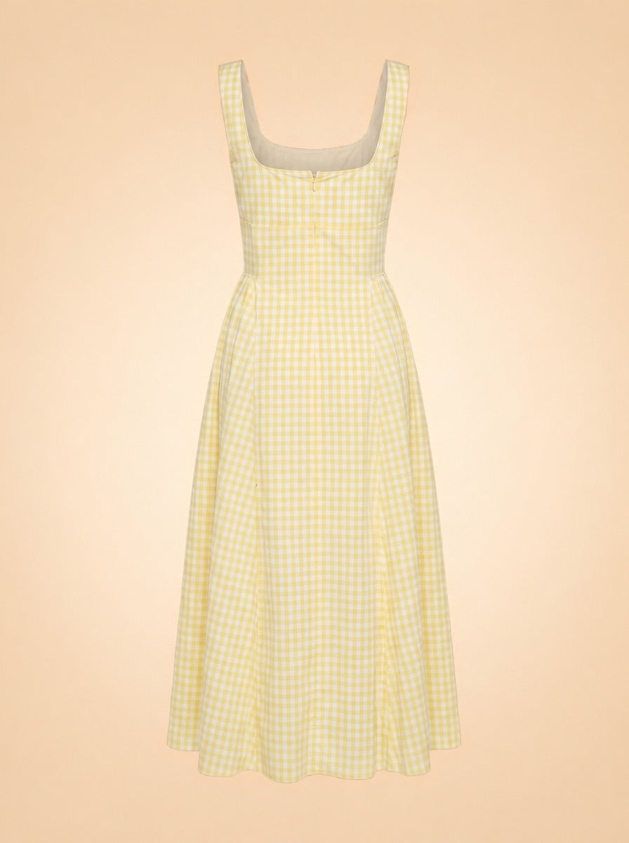 Cadence Midi Dress by Tanya Taylor in Yellow gingham