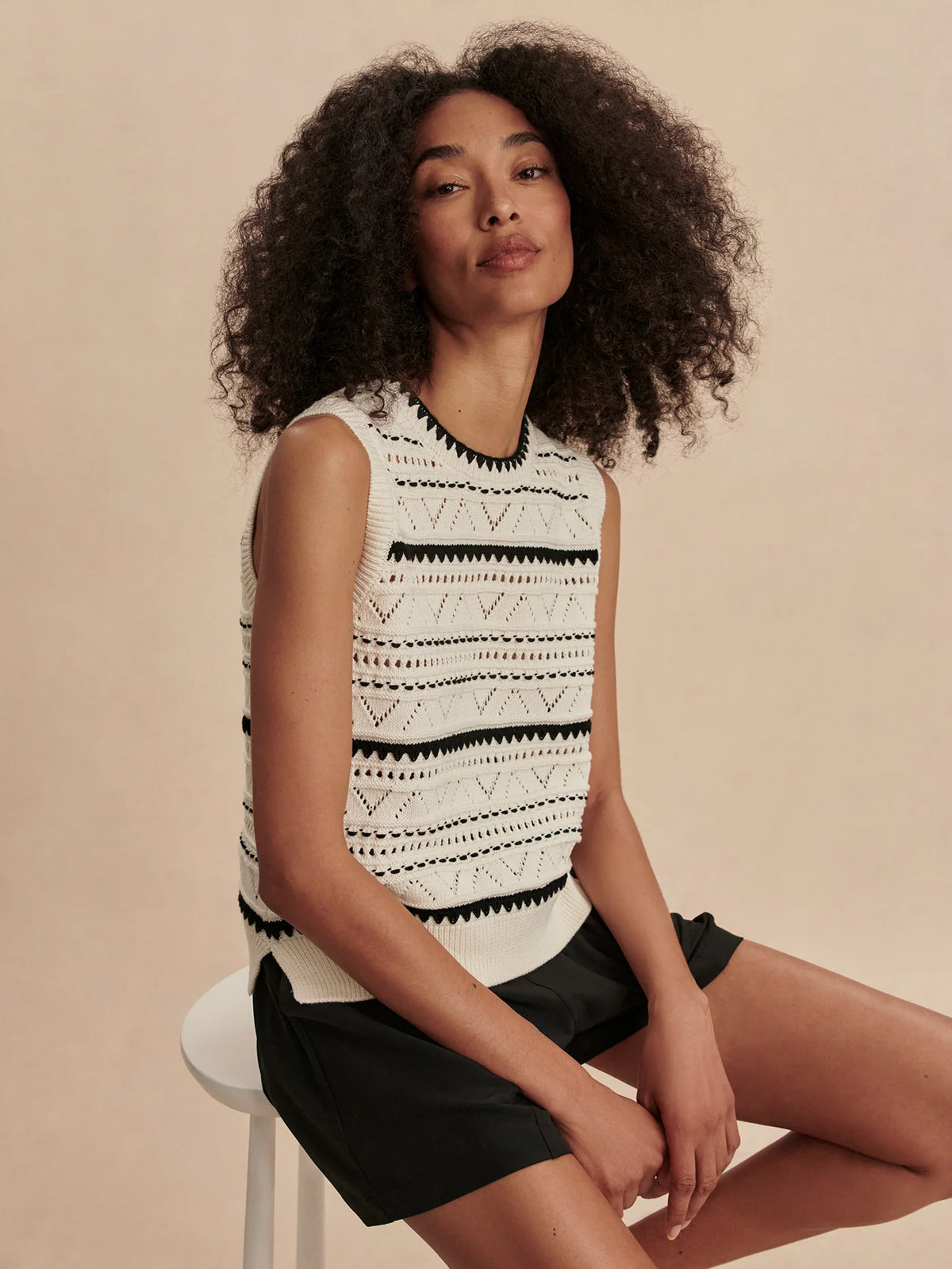 Athena pointelle knit vest