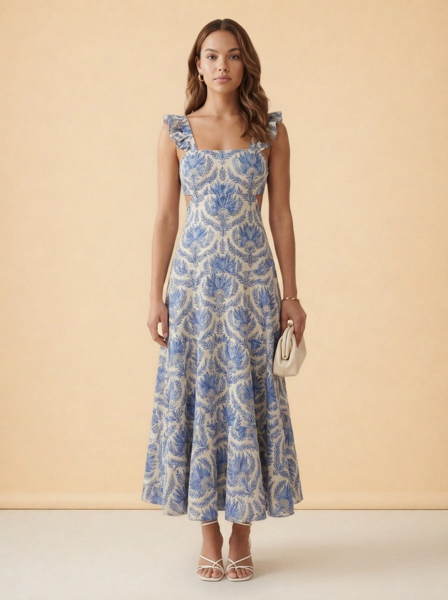 Elektra Fleur Maxi Dress by Rebecca Elizabeth in Blue Floral