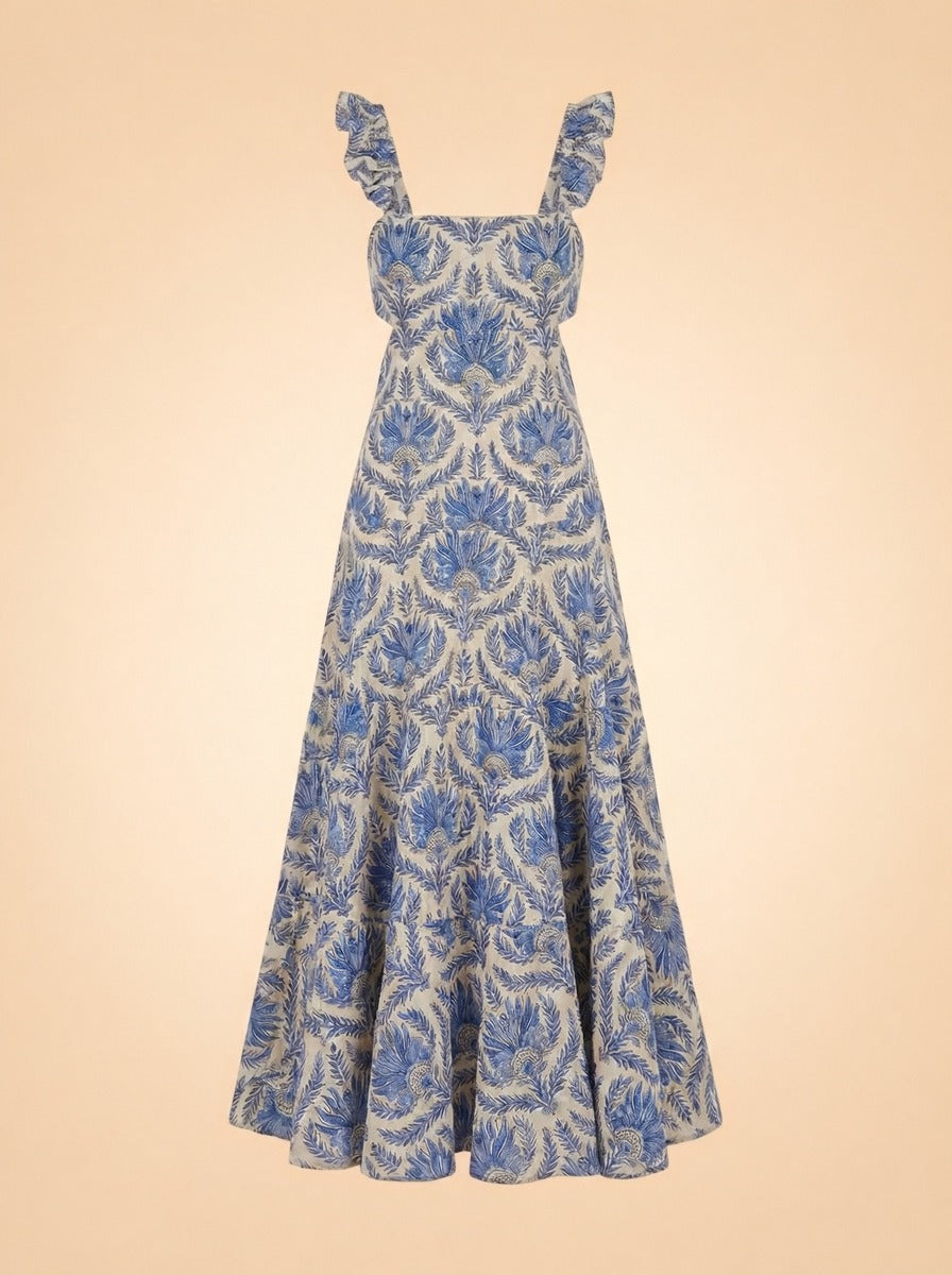 Elektra Fleur Maxi Dress by Rebecca Elizabeth in Blue Floral