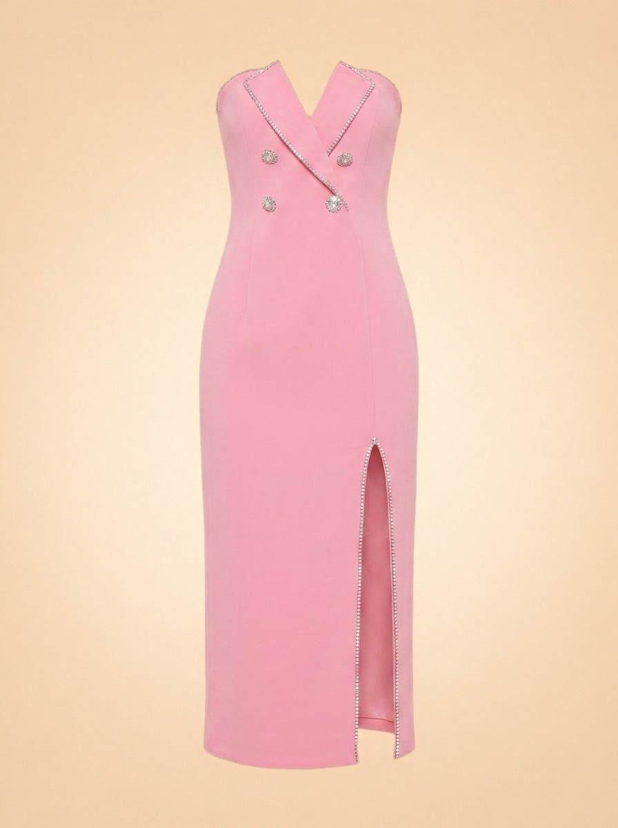 Embellished Bodycon Dress by Nissa in Neutral