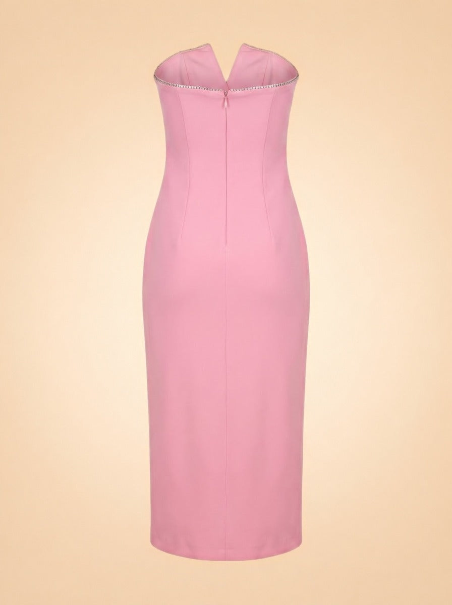 Embellished Bodycon Dress by Nissa in Neutral