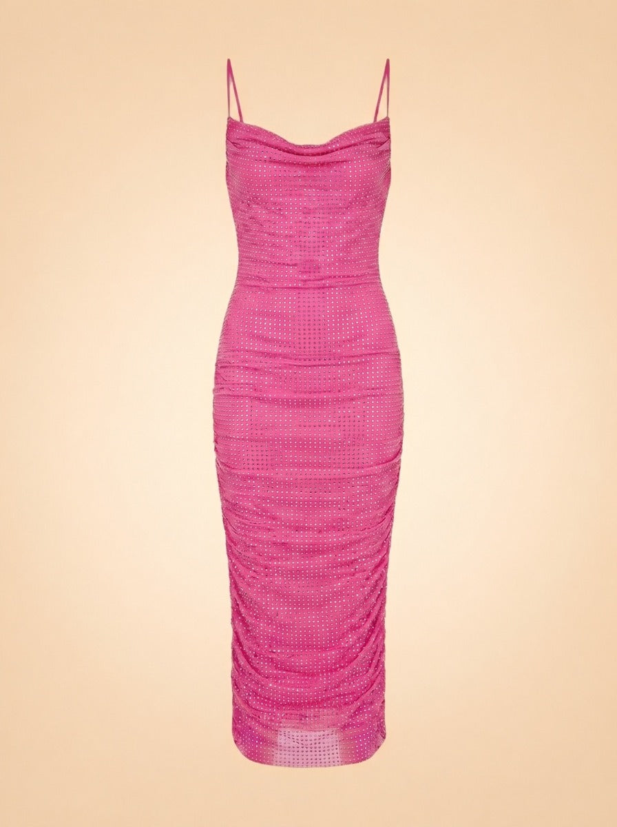 Embellished Midi Dress by Self-Portrait in Pink