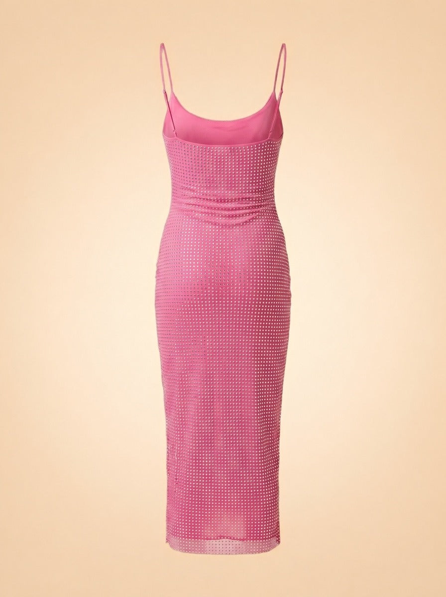 Embellished Midi Dress by Self-Portrait in Pink