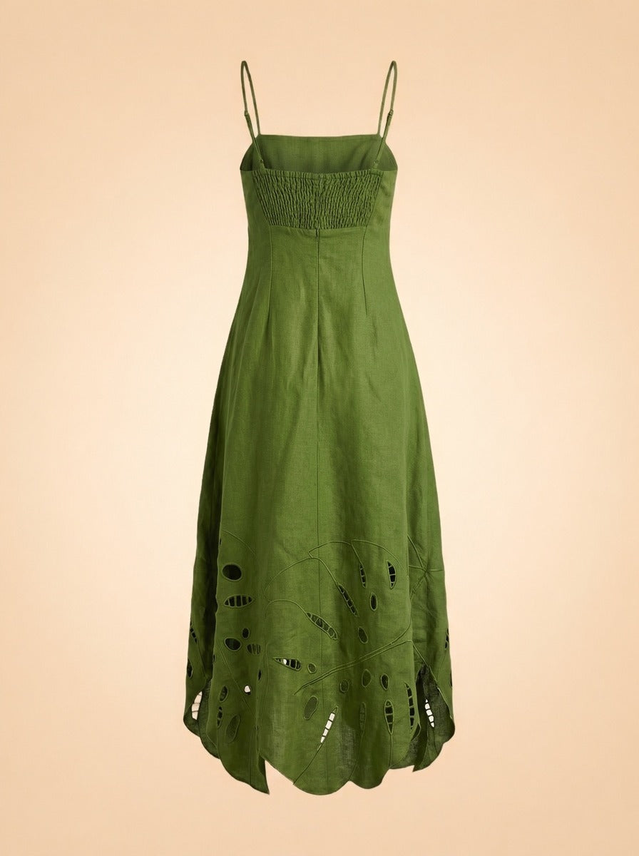 FARM Rio Monstera Embroidery Midi Dress — The Curated Collection at The Maison Marie