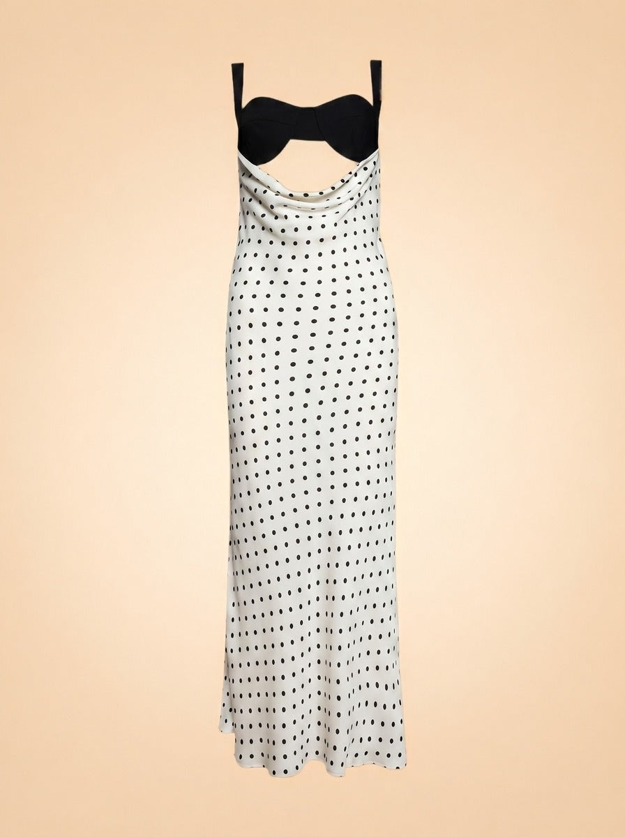 Georgio Polka Dot Midi Dress by Florence & Fortitude in Black, White Dot