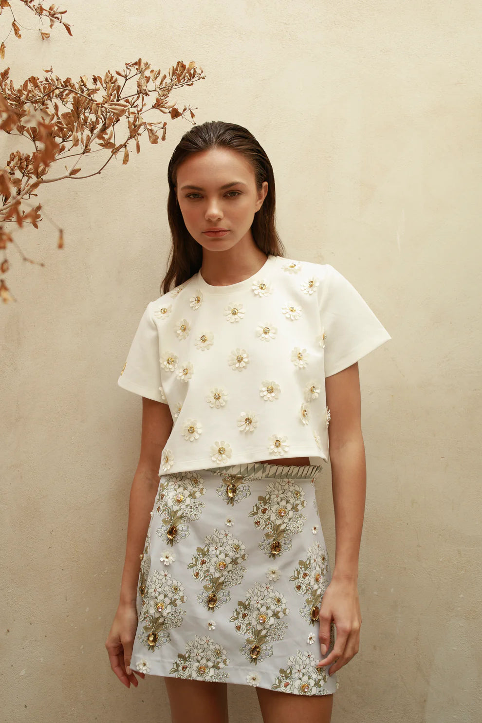 Vintage Floral Cropped Top